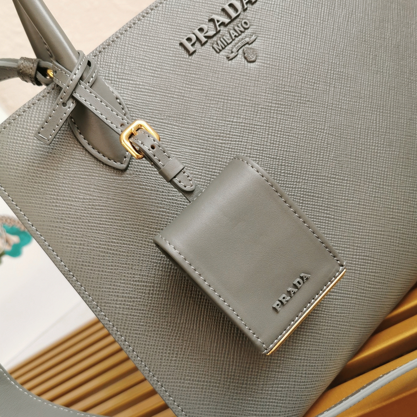Grey Pra*a Monochrome Medium Bag Replica