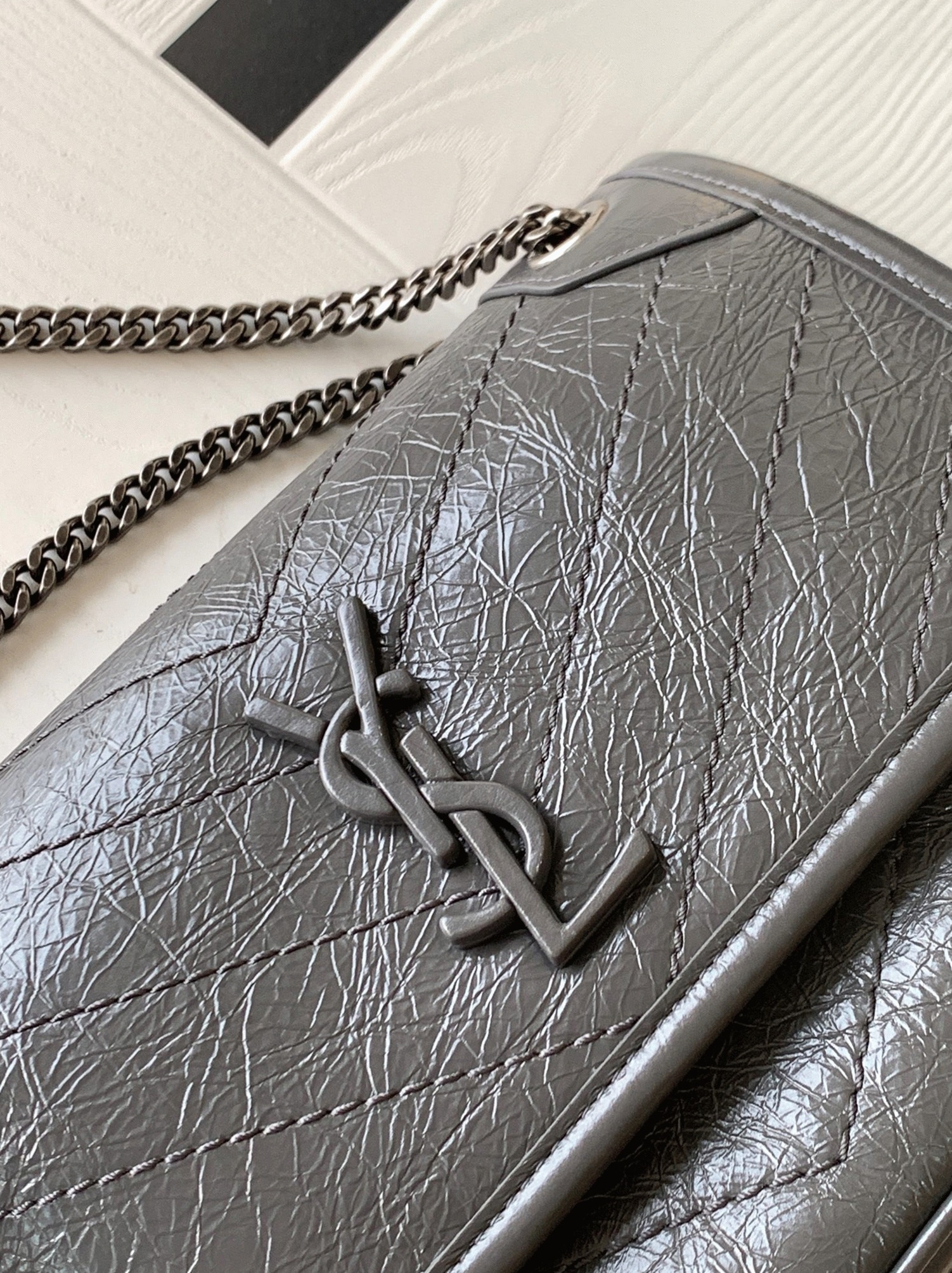 Replica Sa1nt Lau*nt Niki Baby Chain Bag Dark Grey