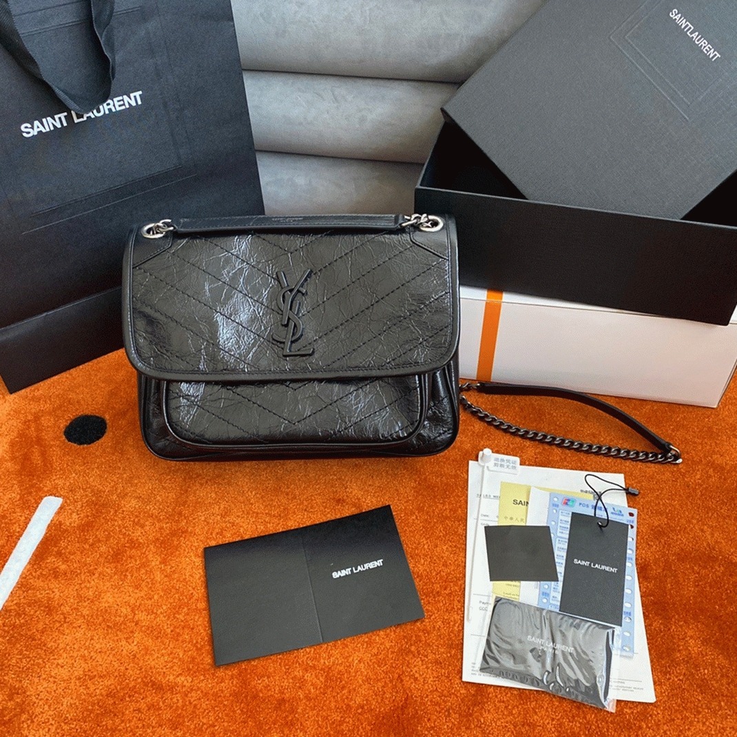 Replica Sa1nt Lau*nt Niki Medium Chain Bag Black