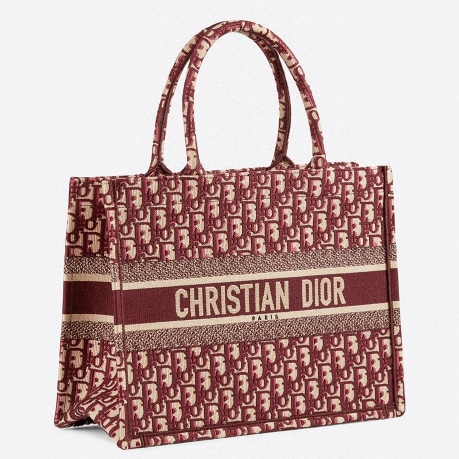 D10r Medium Book Tote Bag Fake in Bordeaux D10r Oblique Embroidery