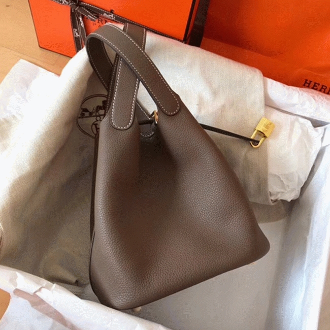Taupe best replica H**me5 Picotin Lock 22cm handbag