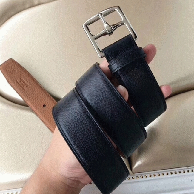Black epsom leather fake H**me5 Etriviere belt