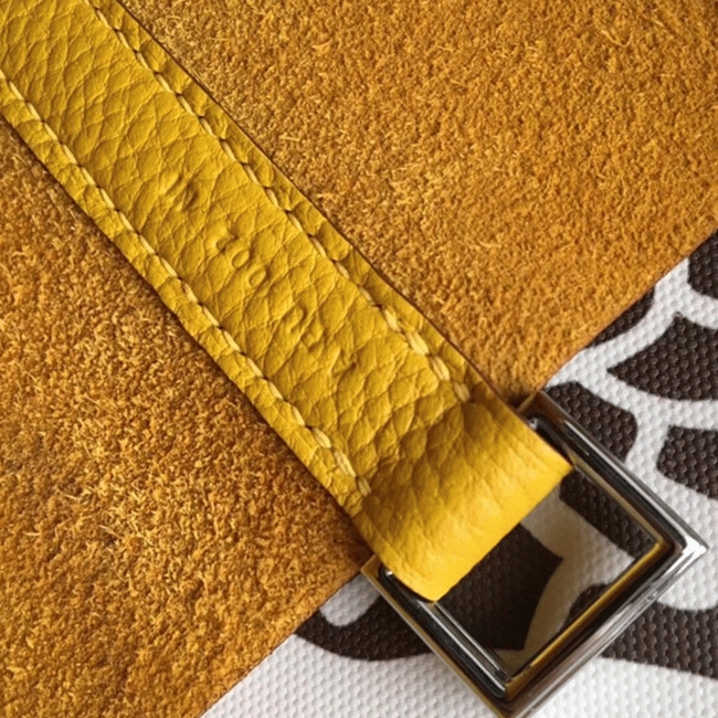 Yellow knockoff H**me5 Picotin Lock 22cm handbag with braided handles