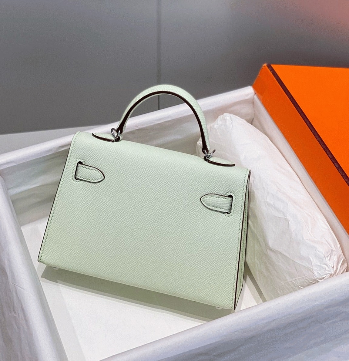 H**me5 Kelly Mini II Bag Replica in Vert Fizz