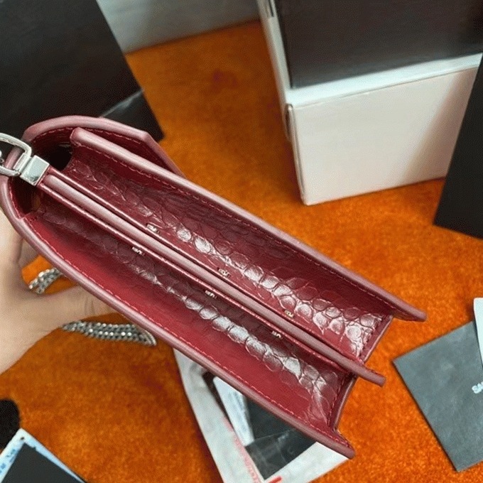 Fake Sa1nt Lau*nt Cassandra Medium Bag Bordeaux Crocodile