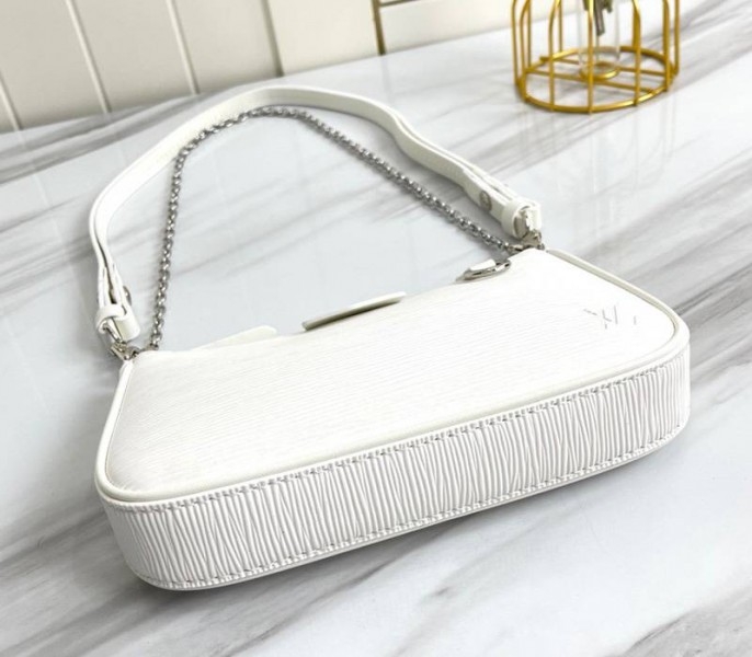 L0vis Vvtt0n Epi Leather Easy Pouch On Strap In Quartz White