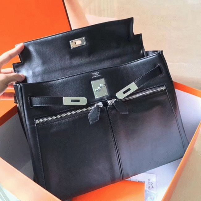 Black Fake H**me5 Kelly Lakis 35cm Functional Designer Bag