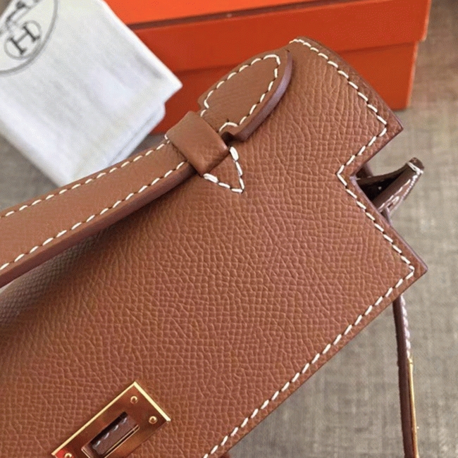 H**me5 Gold Epsom High Quality Replica Kelly Pochette Elegant Clutch
