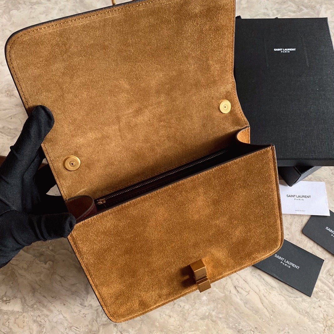 Fake Sa1nt Lau*nt Le Carre Satchel Bag Brown