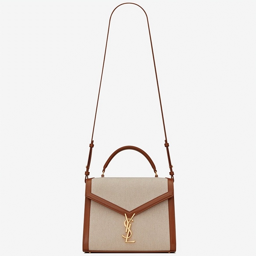 Fake Sa1nt Lau*nt Cassandra Medium Bag Beige Canvas