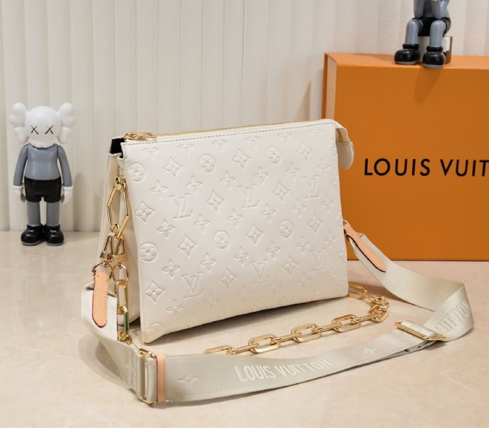 L0vis Vvtt0n Coussin PM Bag In Cream With Jacquard Strap