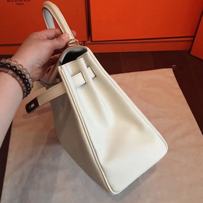 Ivory Swift Fake H**me5 Kelly Retourne 32cm Refined Purse