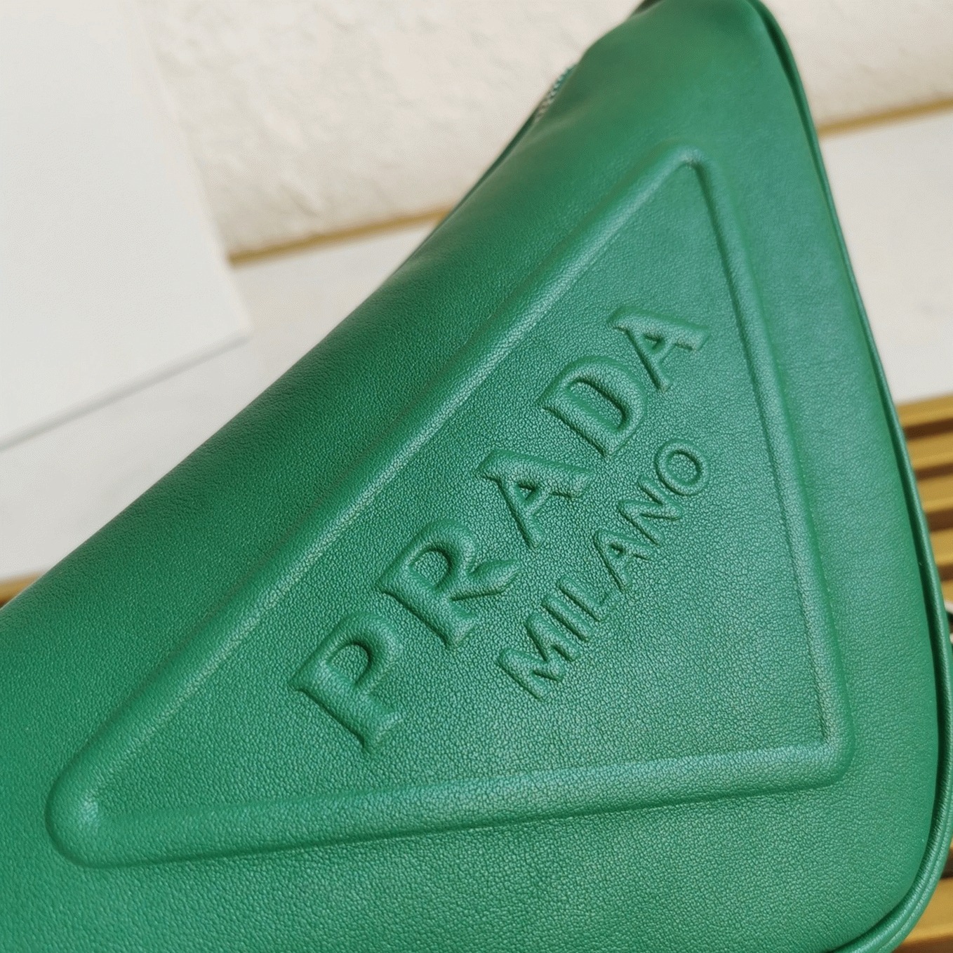 Pra*a Triangle Shoulder Bag Knockoff in Green