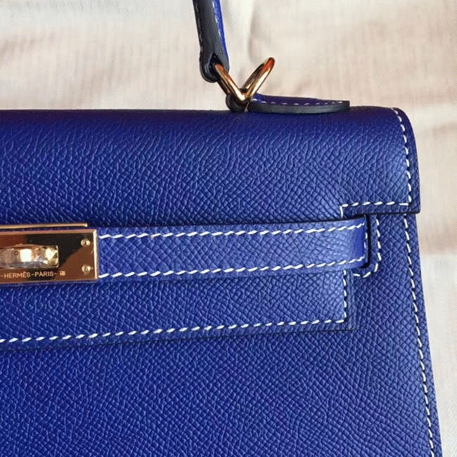 Electric Blue Epsom Fake H**me5 Kelly 25cm Bold Purse