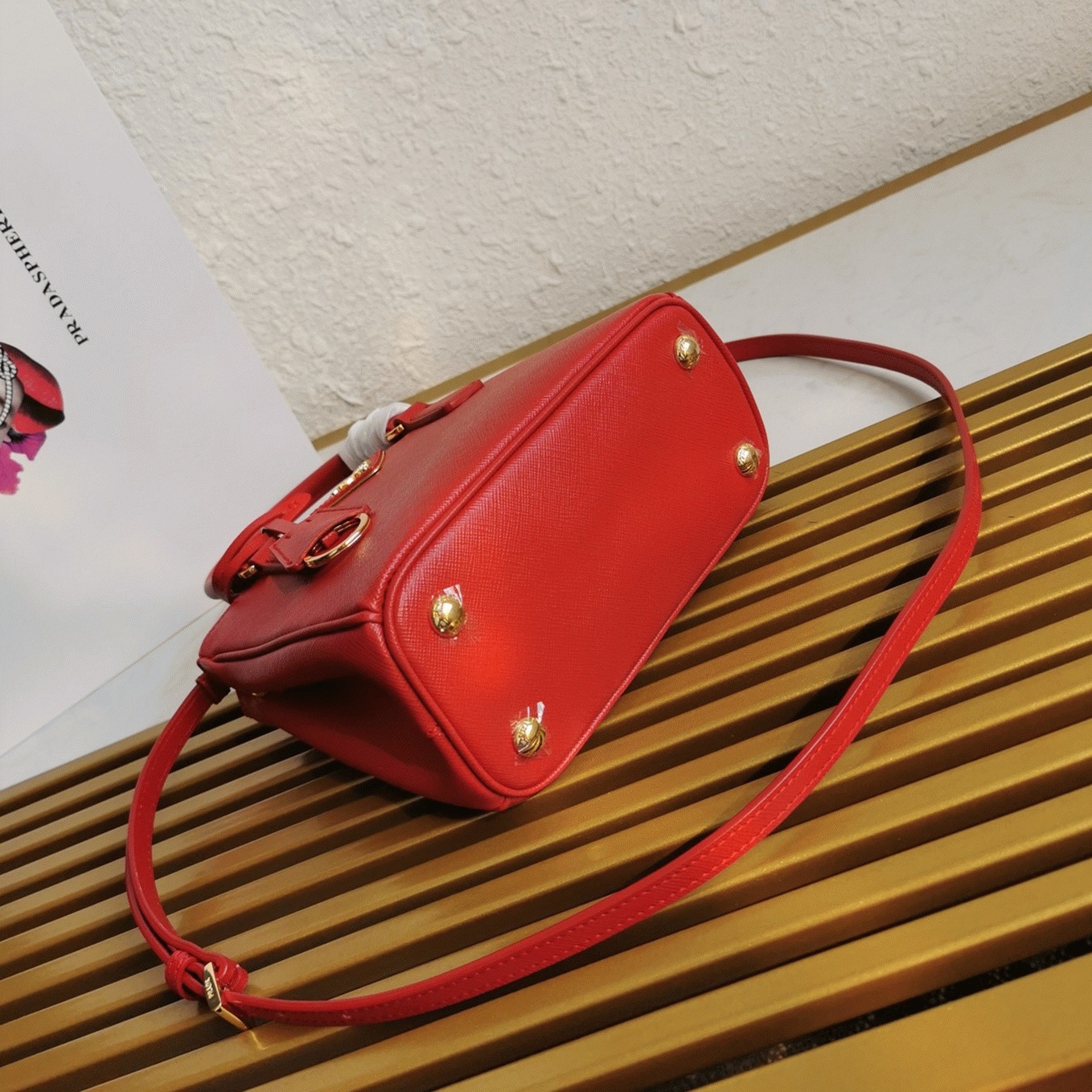 Red Pra*a Mini Galleria Bag Replica