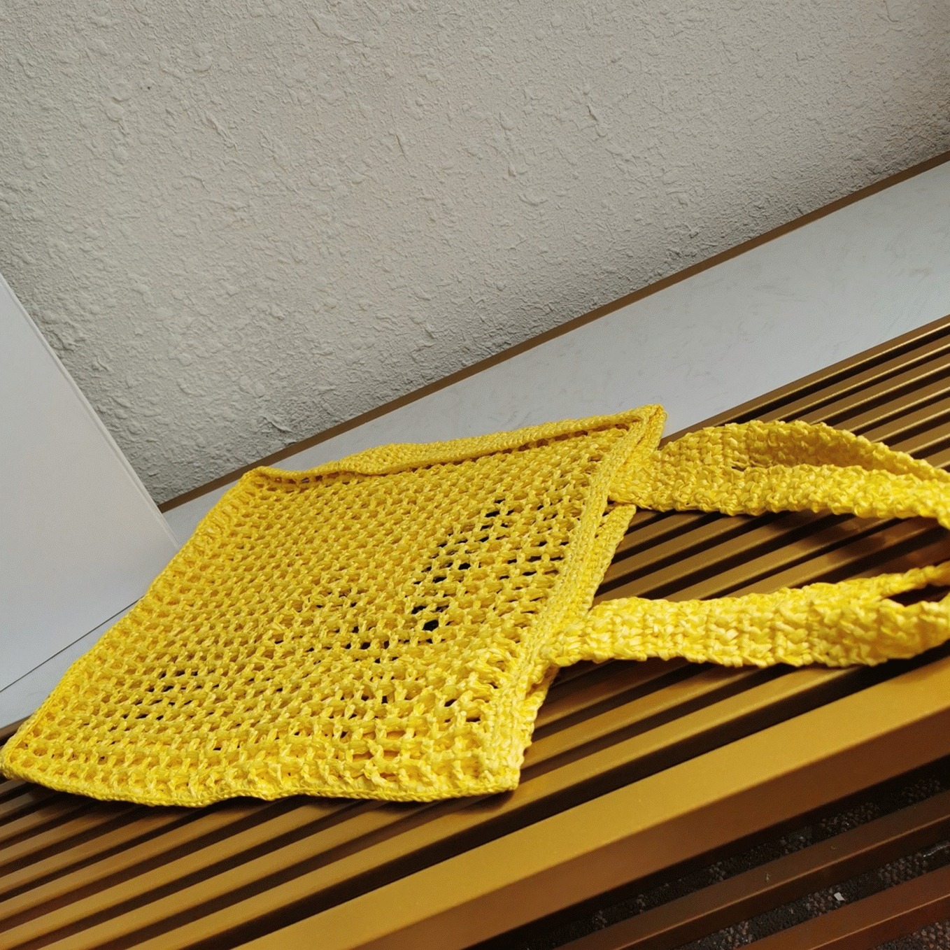 Pra*a Small Tote Bag Replica in Yellow Woven Raffia