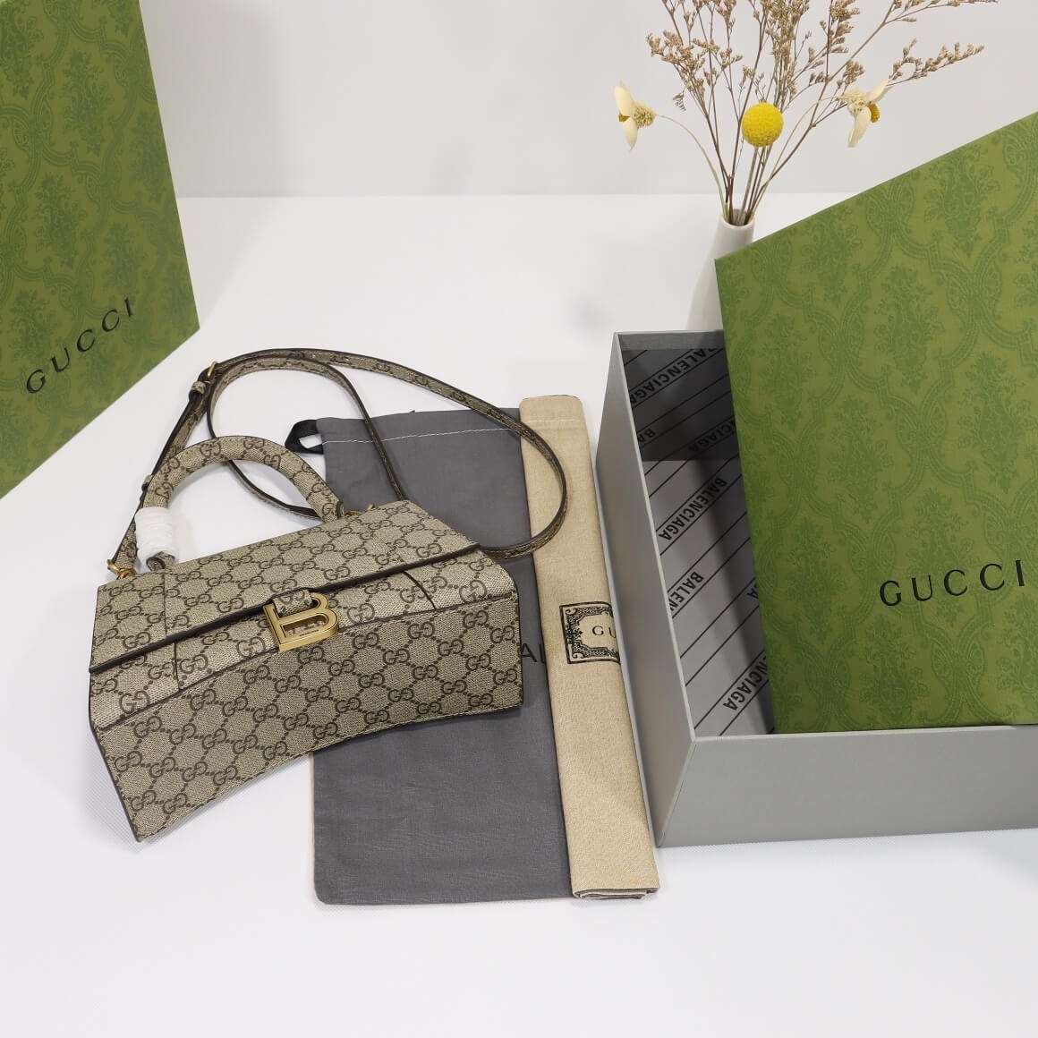 Gvc*1 x Ba1en*iaga Small Hourglass Bag