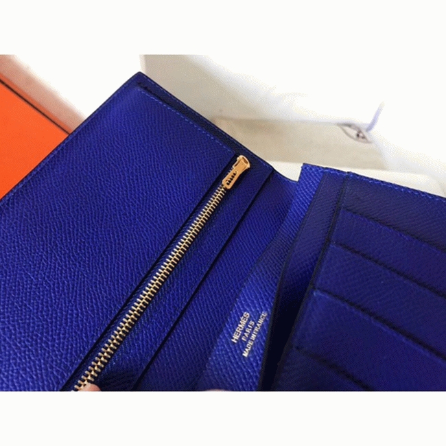 Blue Electric Epsom Fake H**me5 Bearn Wallet