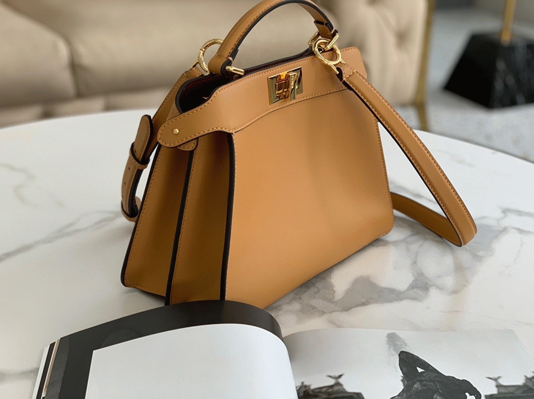 Top Quality Fake F**di Peekaboo ISeeU Small Bag In Beige Calfskin
