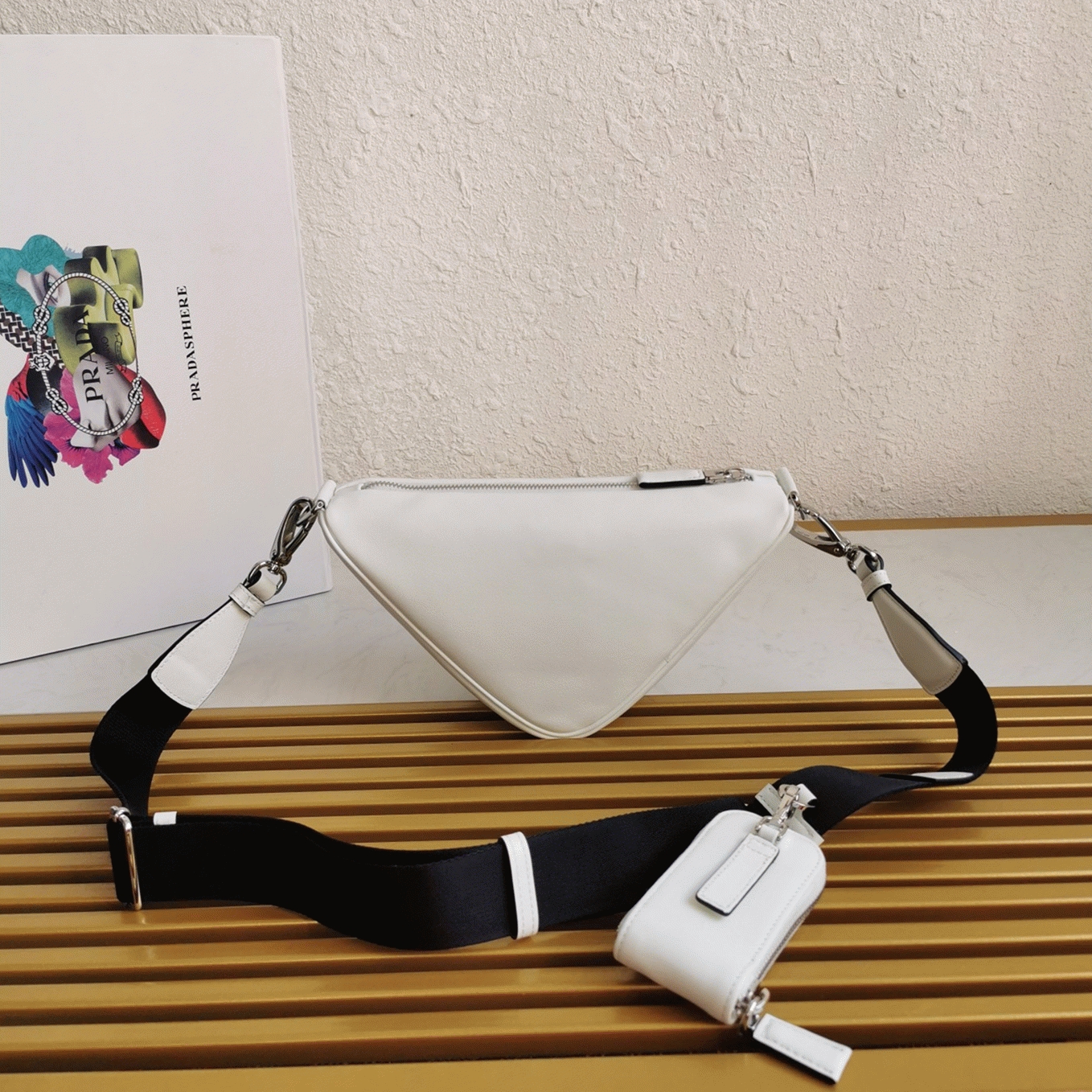 Pra*a Triangle Shoulder Bag Fake in White
