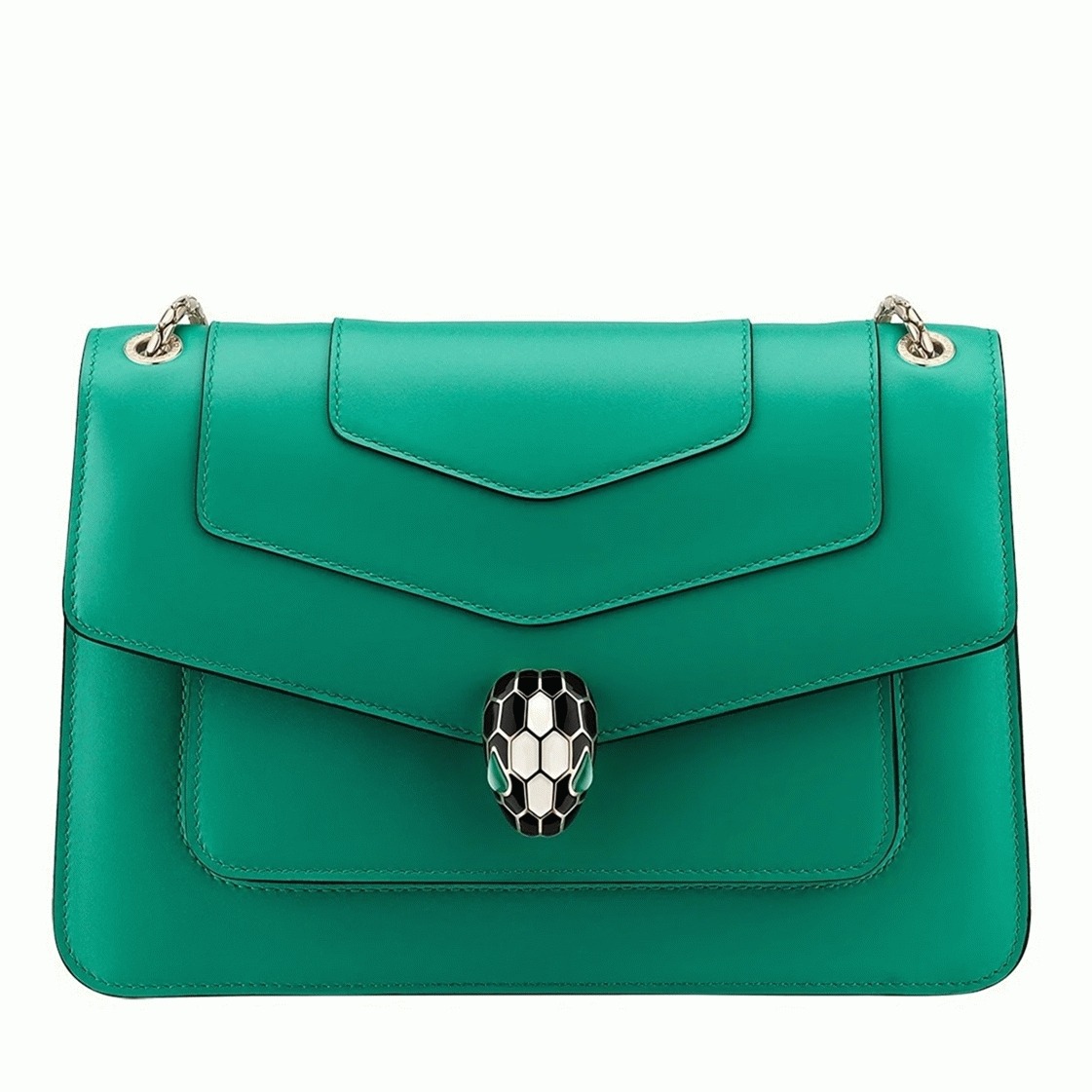 Replica Bv1g*ai Serpenti Forever Medium Shoulder Bag Green Calfskin