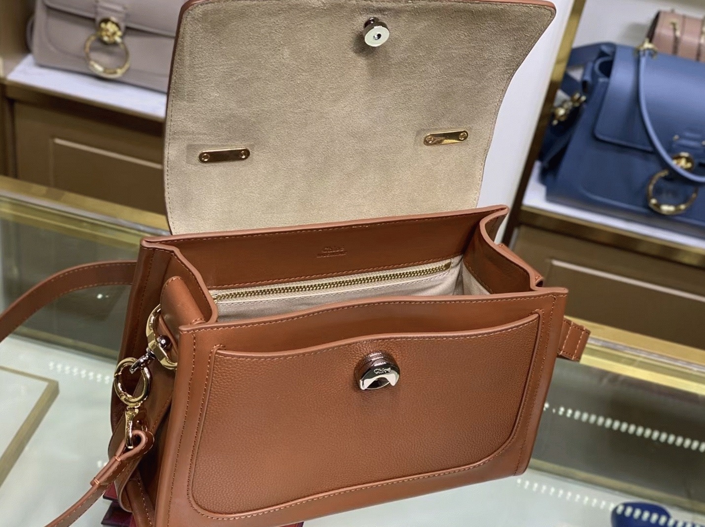 top quality fake Ch10e small tess day bag in caramel grained leather