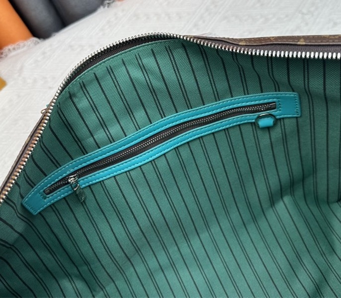 L0vis Vvtt0n Monogram Macassar Canvas Keepall Bandouliere 50 In Turquoise Blue