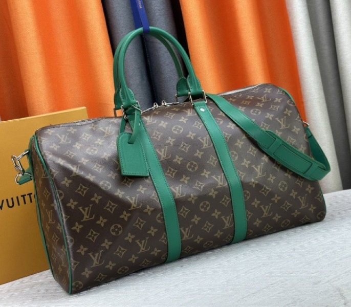 L0vis Vvtt0n Monogram Macassar Canvas Keepall Bandouliere 50 In Borneo Green