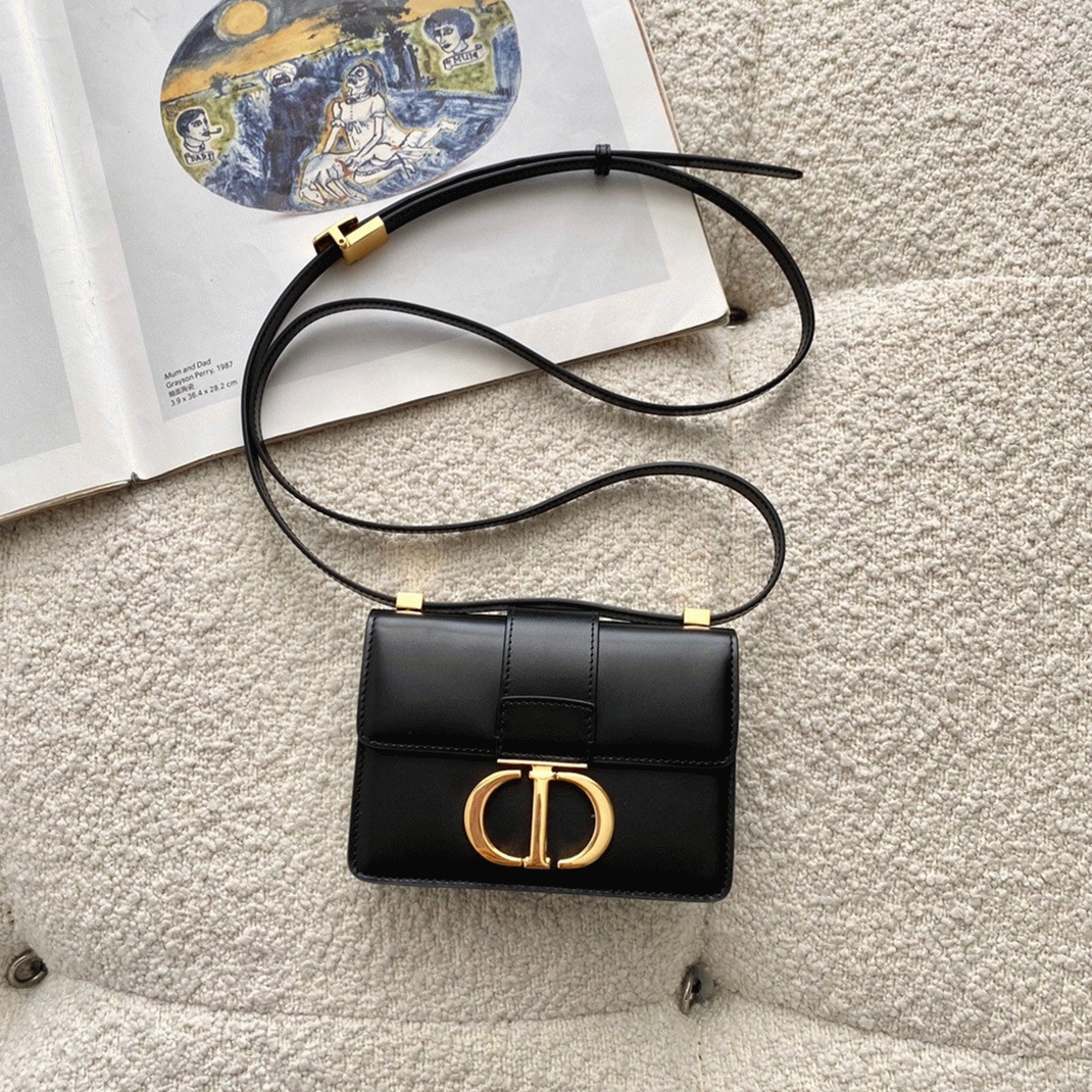 D10r 30 Montaigne Micro Bag Fake in Black Box Calfskin