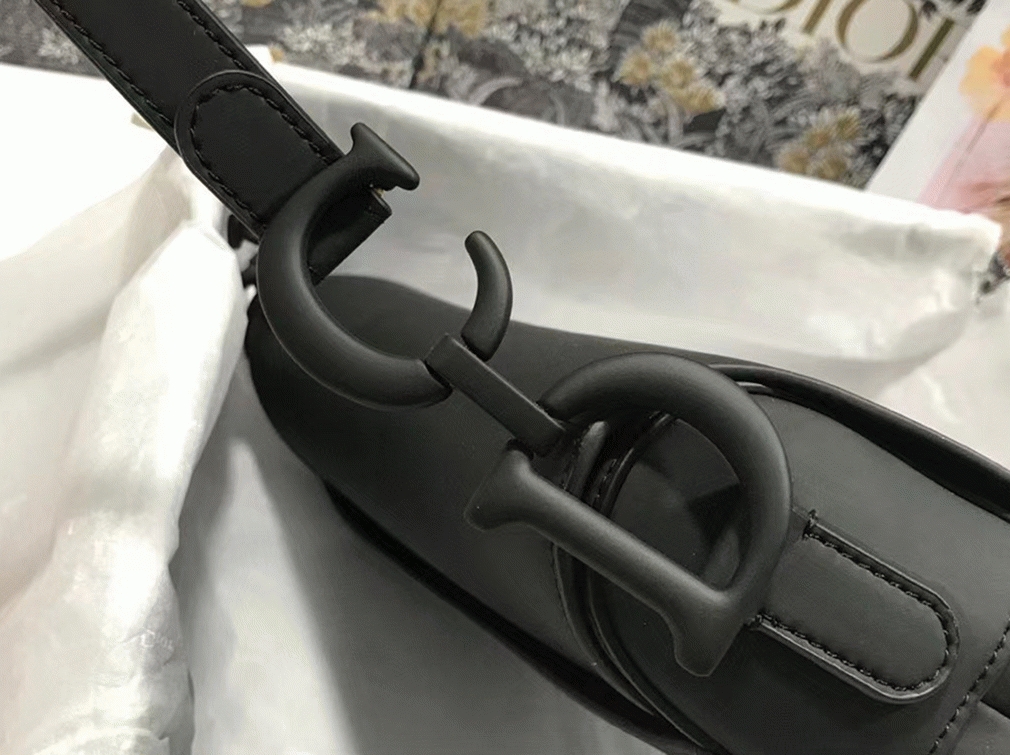D10r Saddle Bag Faux in Black Ultramatte Calfskin