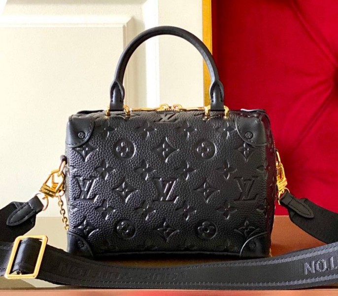 L0vis Vvtt0n Monogram Empreinte Petite Malle Souple Handbag In Black