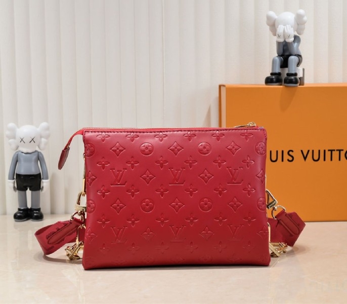 L0vis Vvtt0n Coussin PM Bag In Red With Jacquard Strap