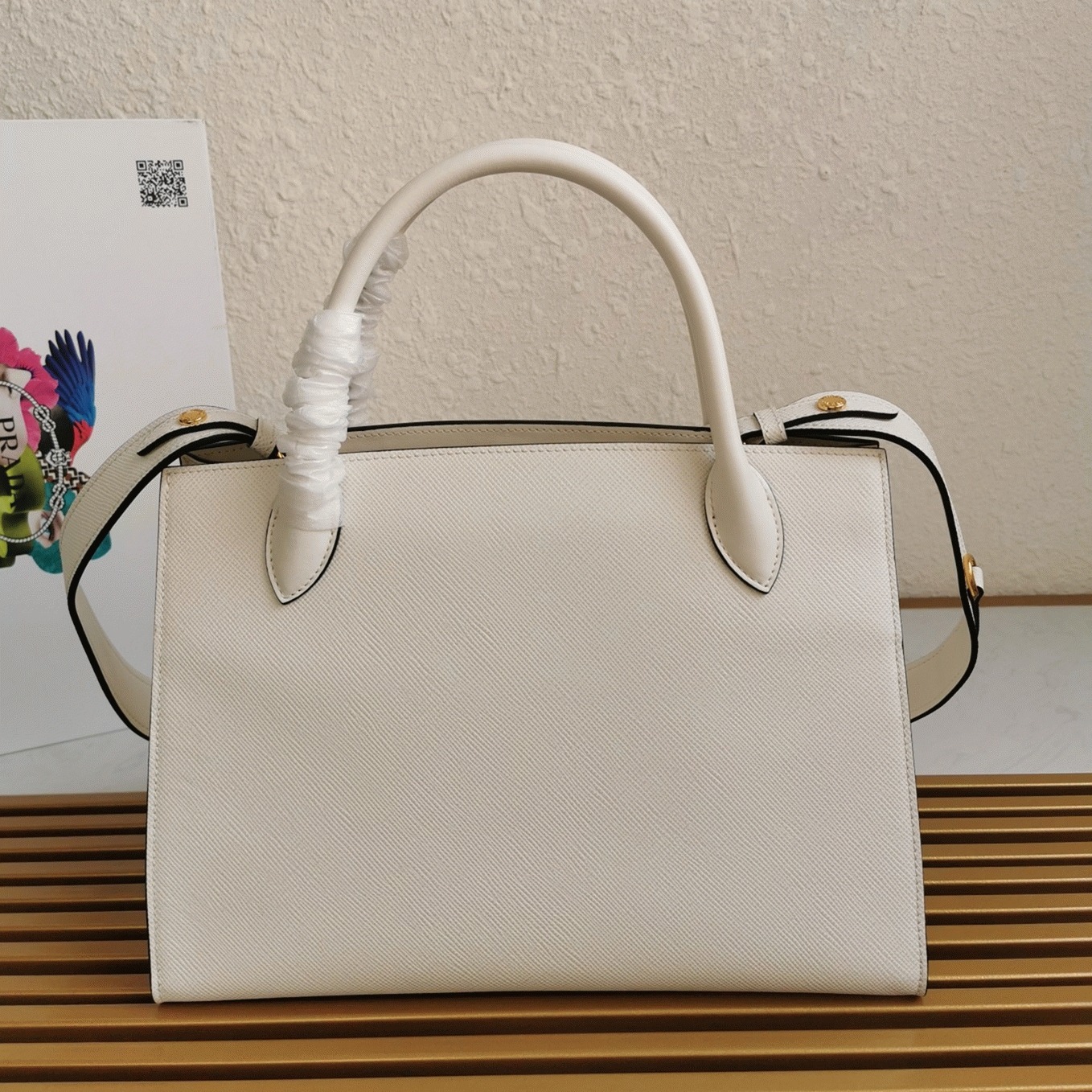 Pra*a Monochrome Medium Bag Fake in White