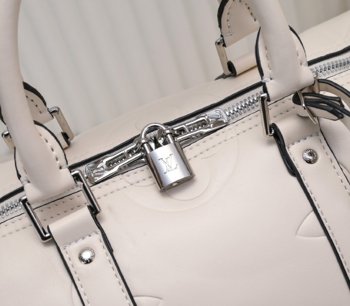 LV Monogram Empreinte Keepall Bandouliere 45 In Cream