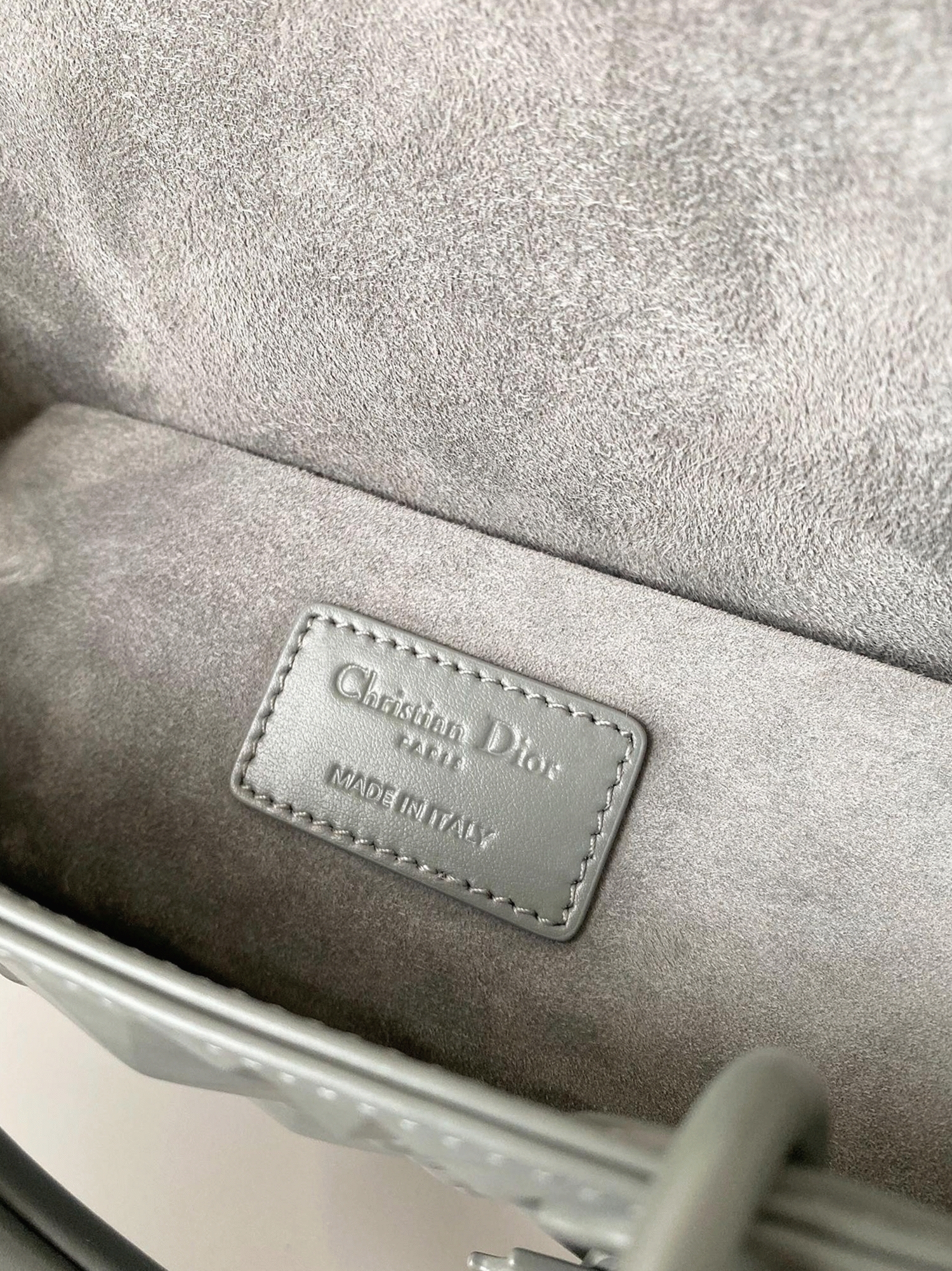 D10r Lady D-Joy Medium Bag Knockoff in Grey Calfskin with D1am0nd Motif