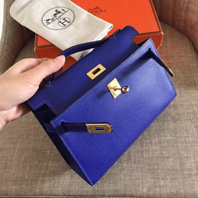 Electric Blue Epsom Replica H**me5 Kelly Pochette Bright Purse