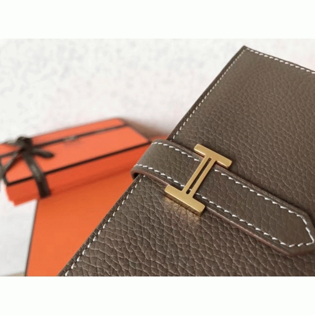 Taupe Clemence Fake Luxury H**me5 Bearn Wallet