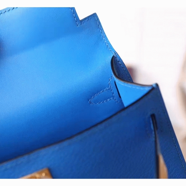 Blue Hydra Chevre Replica H**me5 Kelly 20cm Petite Handbag