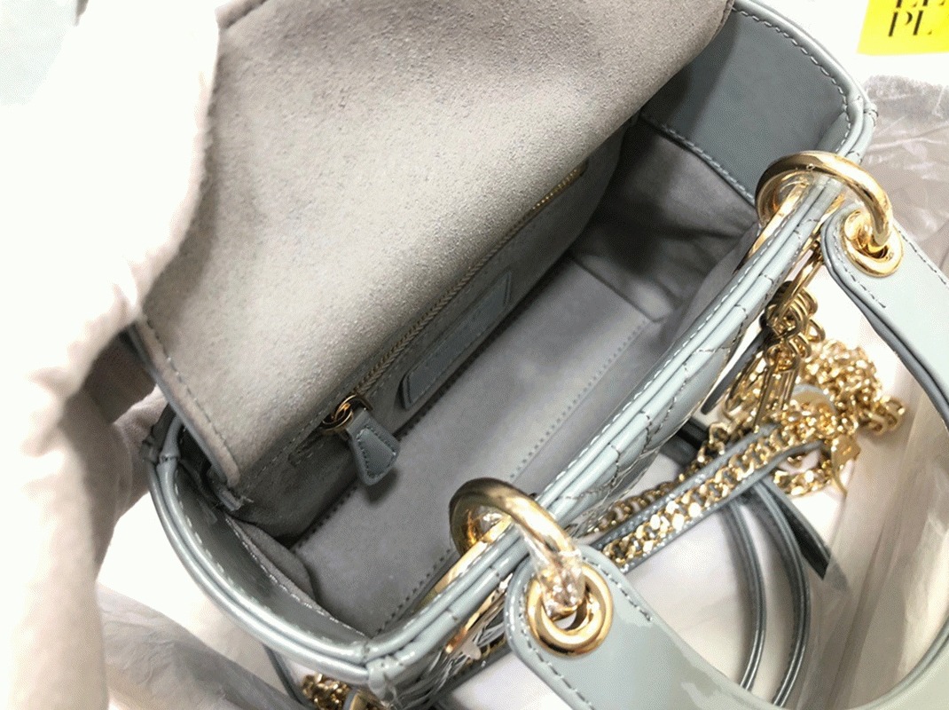 D10r Lady D10r Mini Chain Bag Replica with Chain in Grey