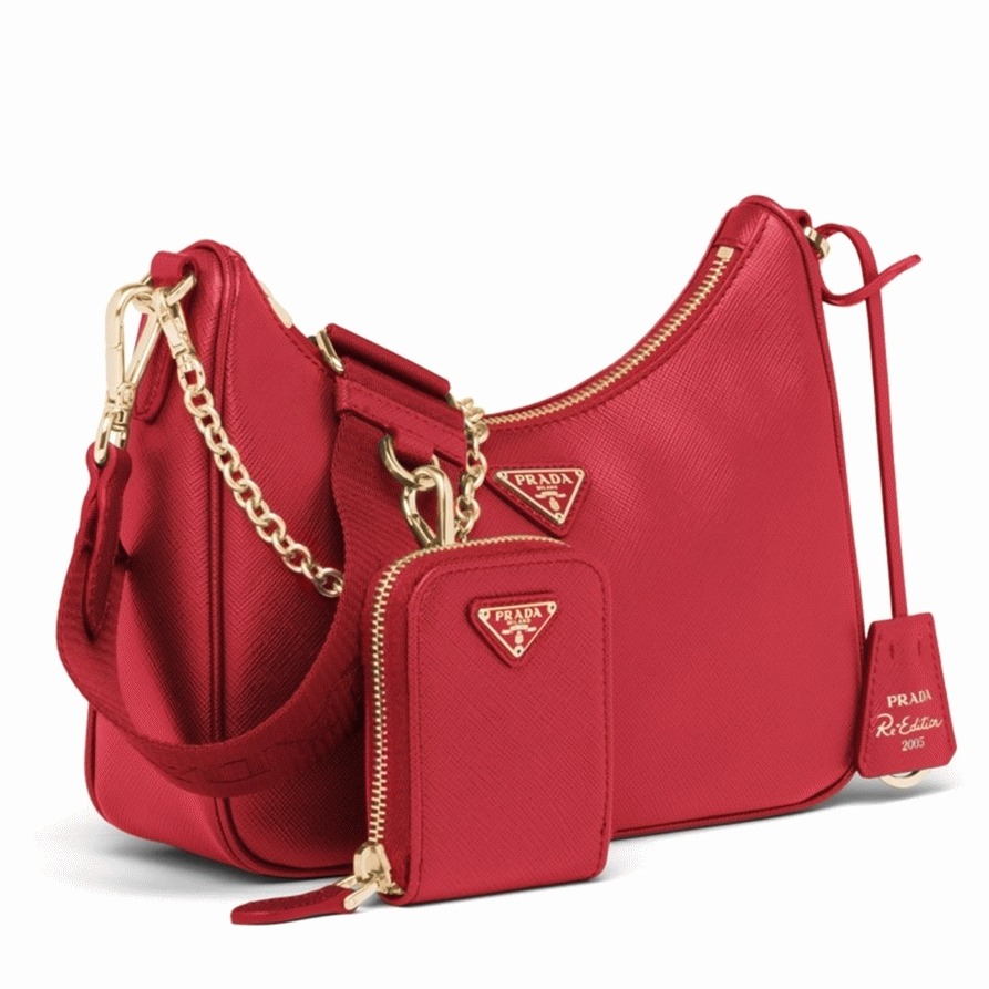 Pra*a Re-Edition 2005 Shoulder Bag Replica in Red