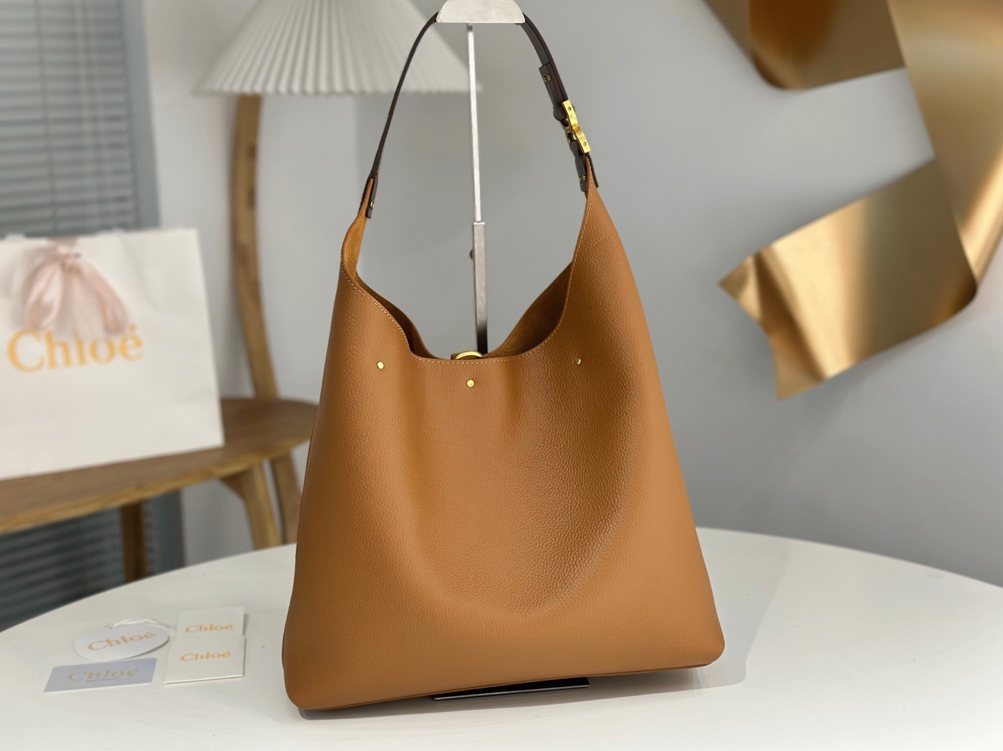 top quality fake Ch10e marcie hobo bag in brown grained leather