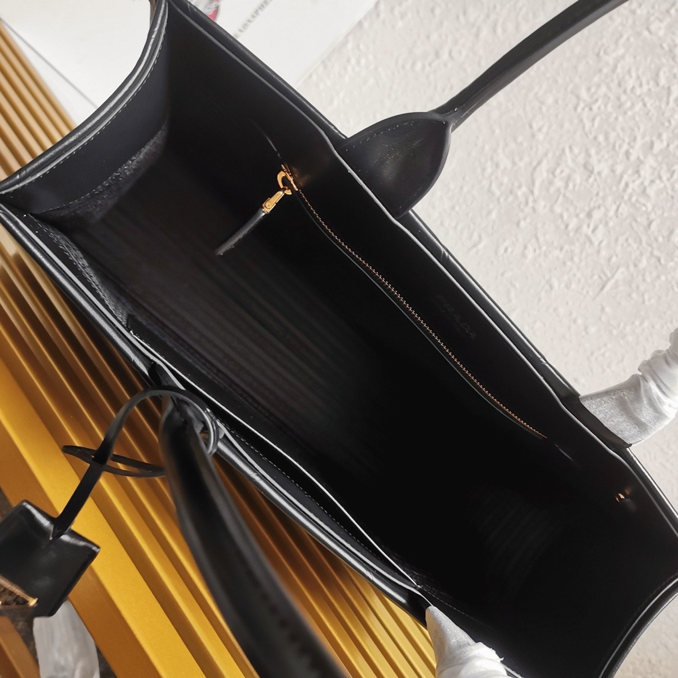 Pra*a Symbole Large Bag Replica with Topstitching in Black