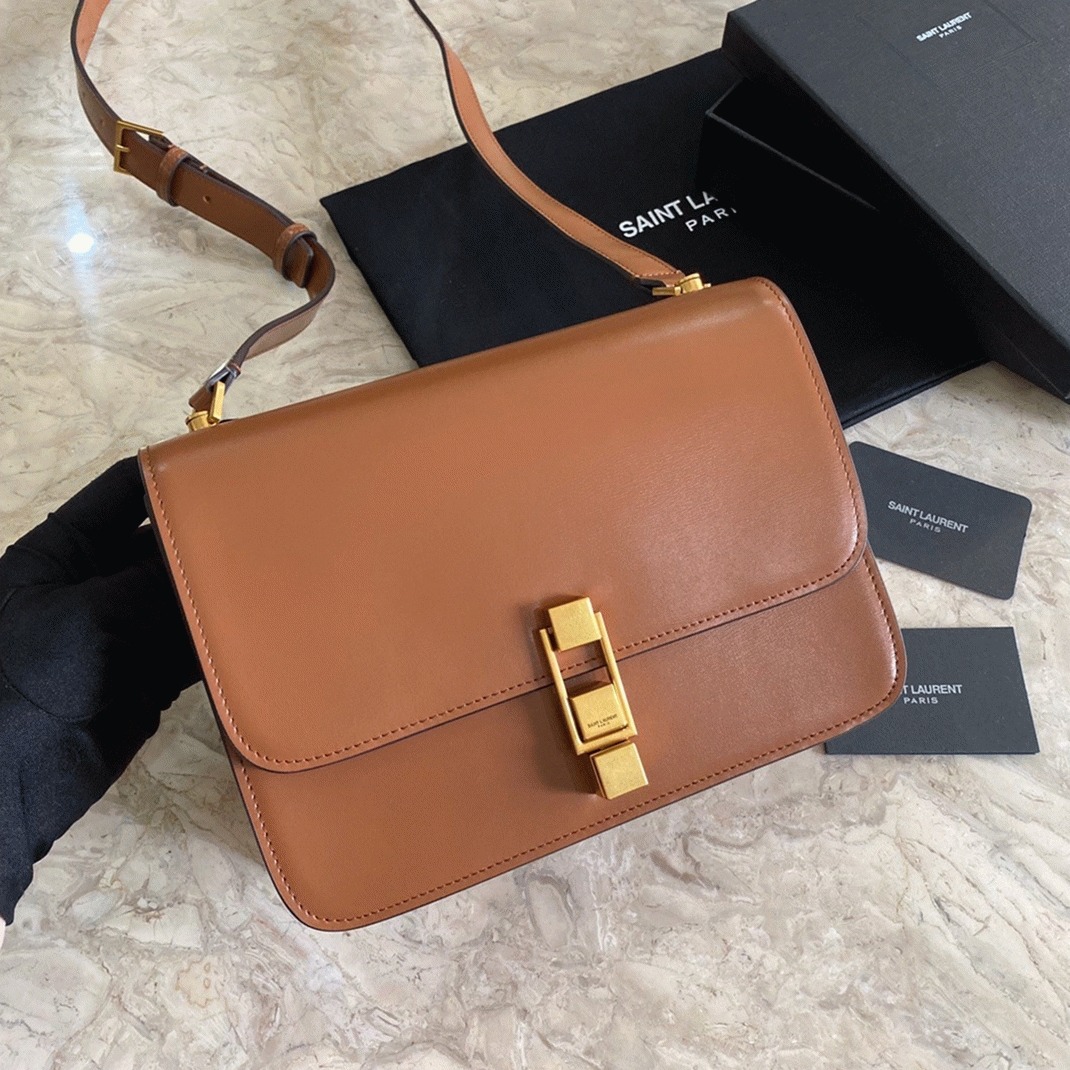Fake Sa1nt Lau*nt Le Carre Satchel Bag Brown