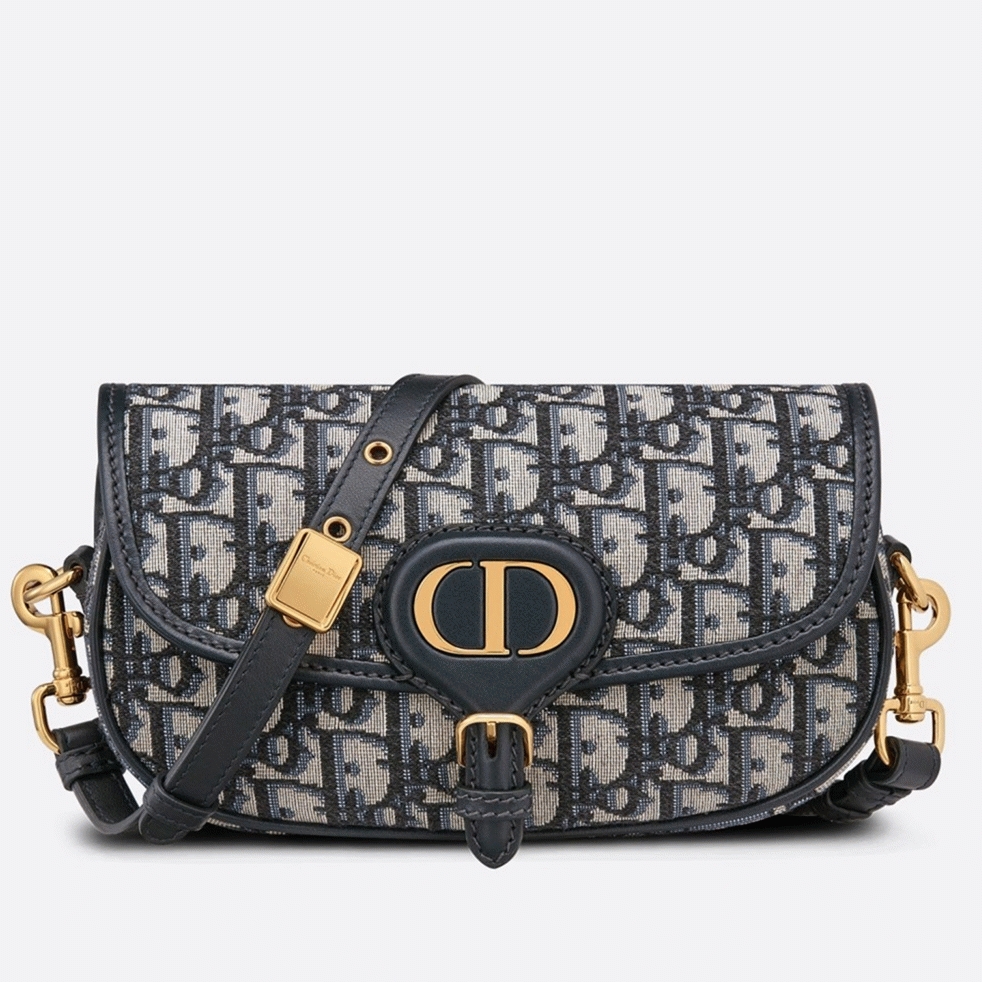 D10r Bobby East-West Bag Knockoff in Blue D10r Oblique Jacquard