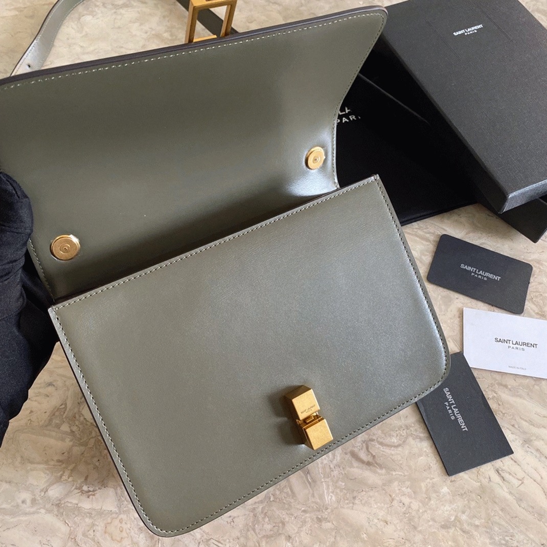 Fake Sa1nt Lau*nt Le Carre Satchel Bag Olive