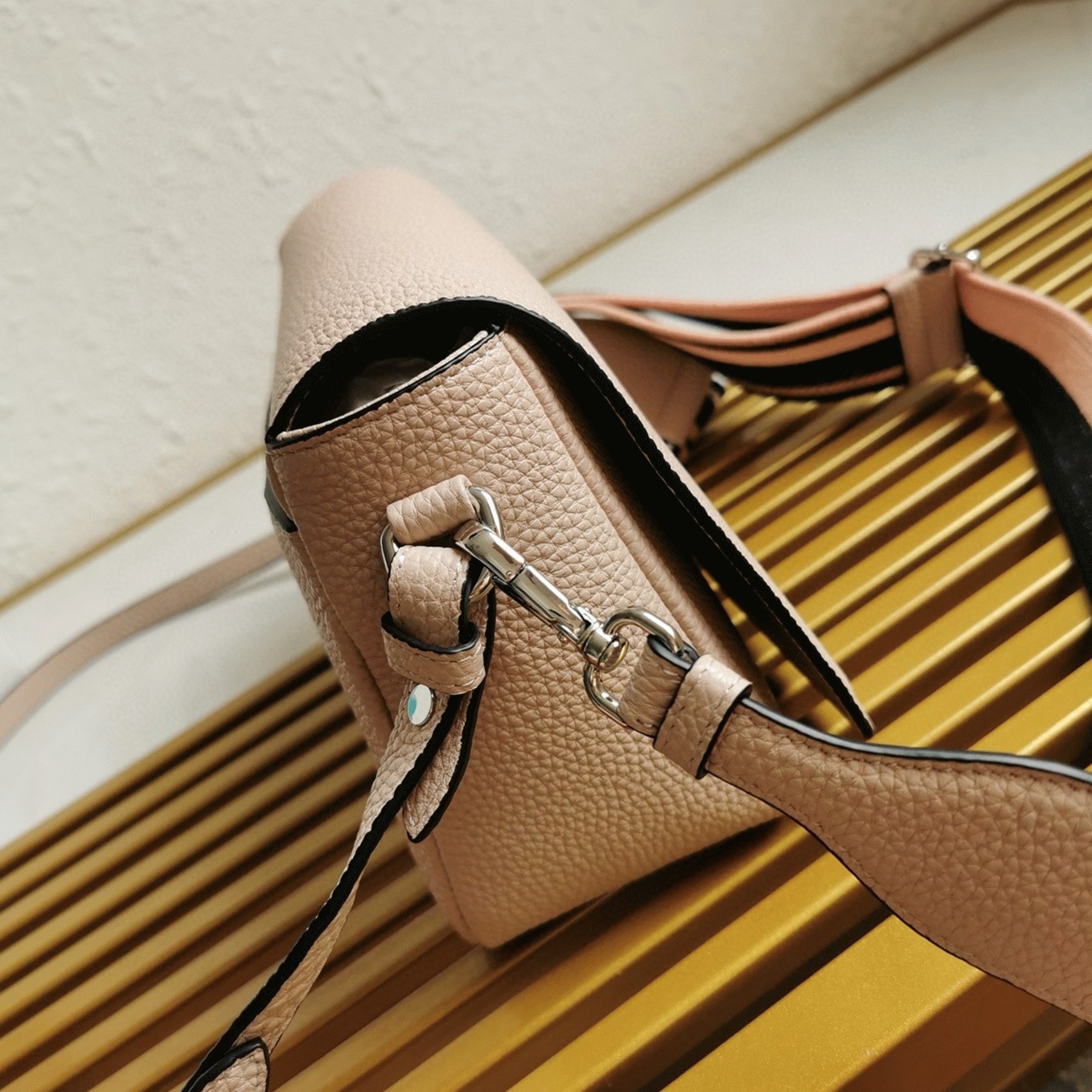 Pra*a Flap Shoulder Bag Replica in Light Pink