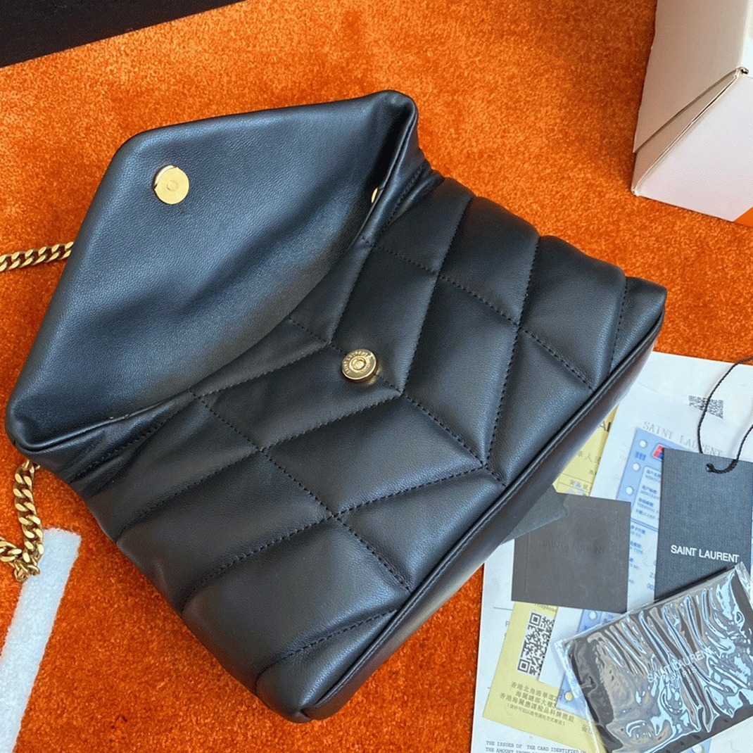 Replica Sa1nt Lau*nt Puffer Toy Bag Black Quilted Lambskin