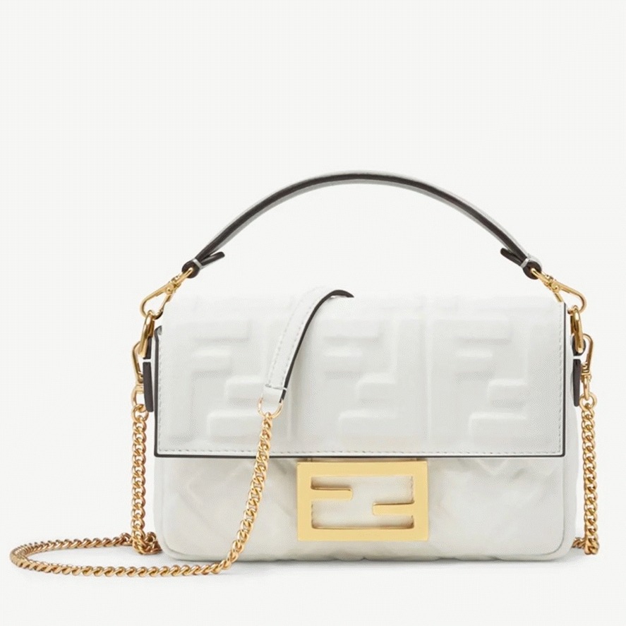 Top Quality Knockoff F**di Small Baguette Bag In White FF