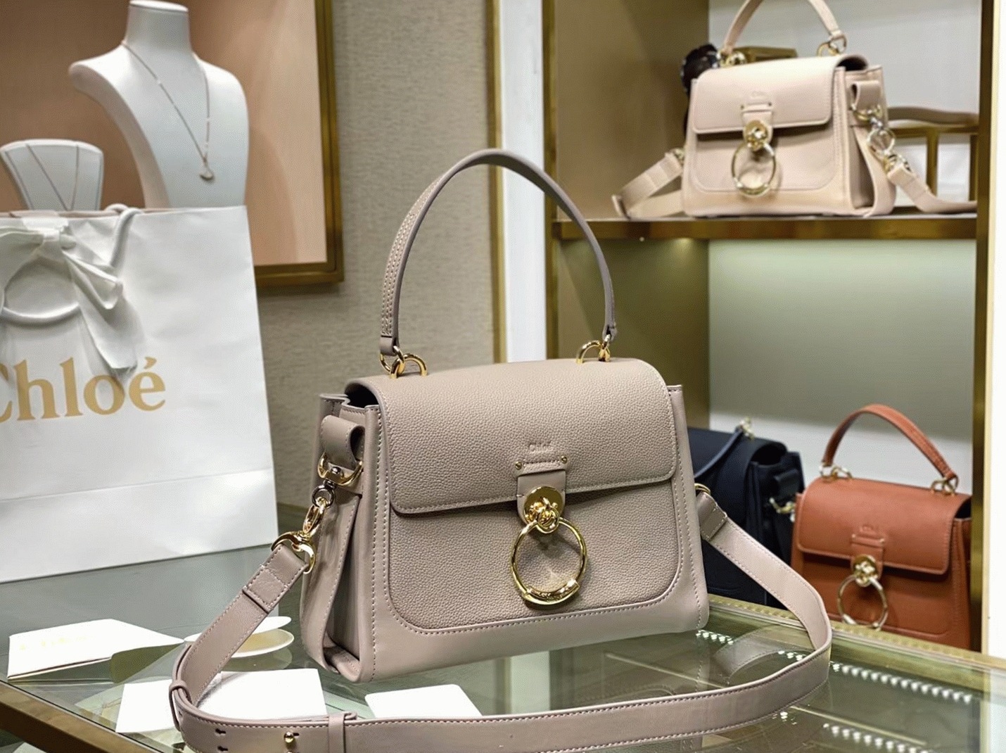 top quality replica Ch10e small tess day bag in grey grained leather