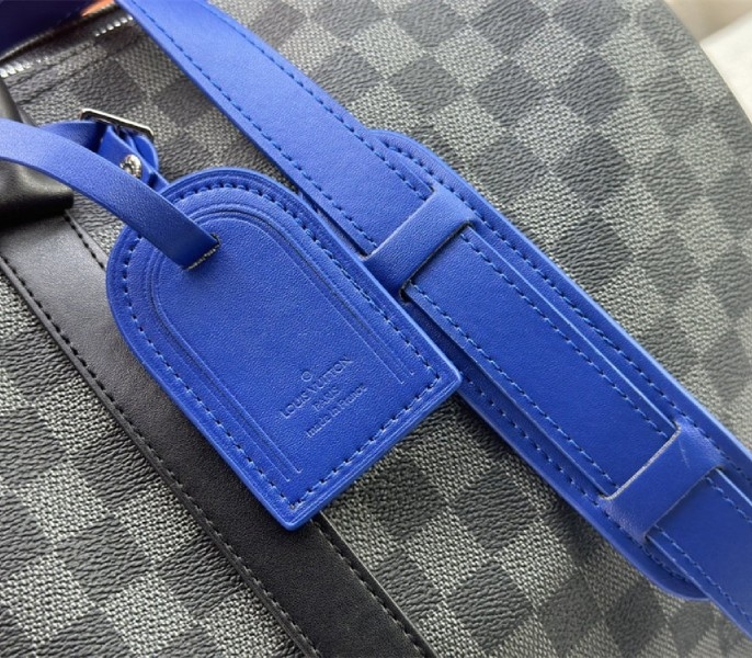 L0vis Vvtt0n Damier Graphite Canvas Keepall Bandouliere 50 In Indigo Blue